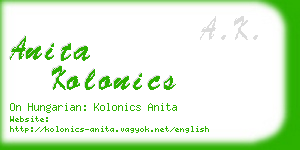 anita kolonics business card